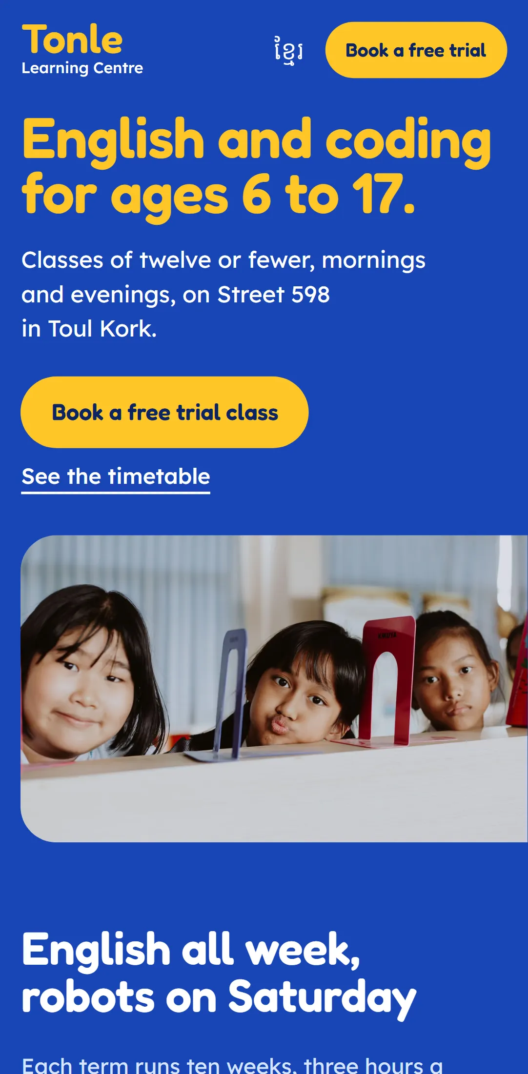 The Tonle Learning Centre demo on a phone